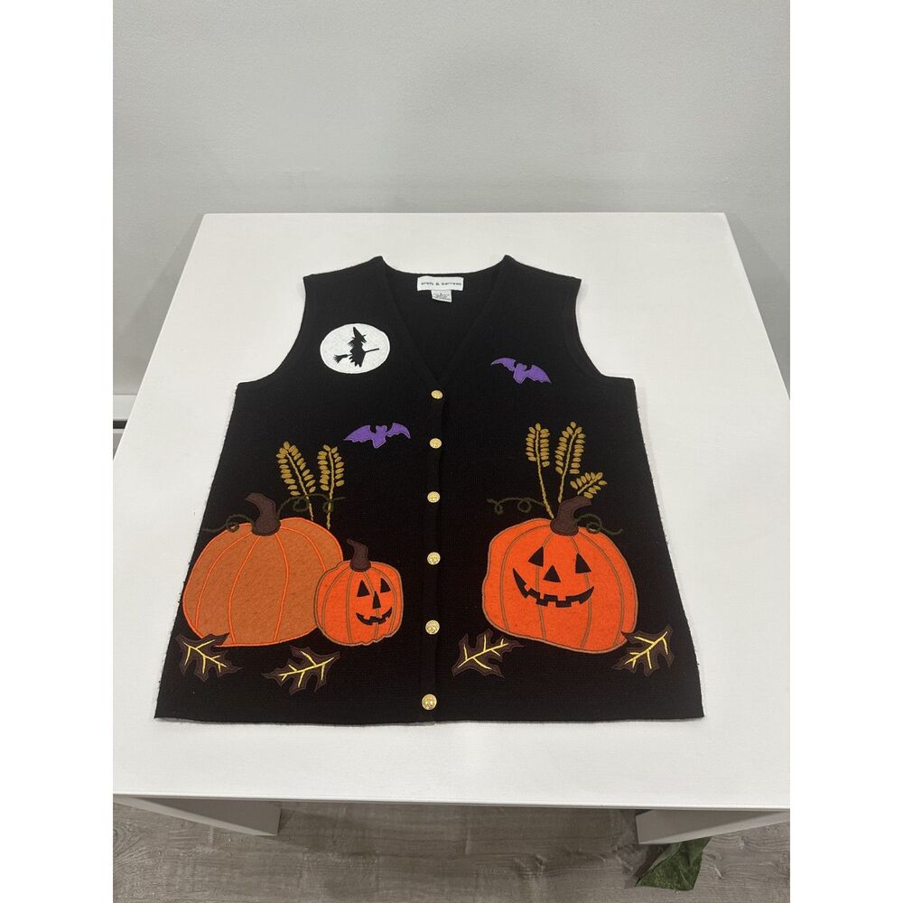 Vintage Croft & Barrow Womenโs Small Halloween Pumpkin Sweater Vest